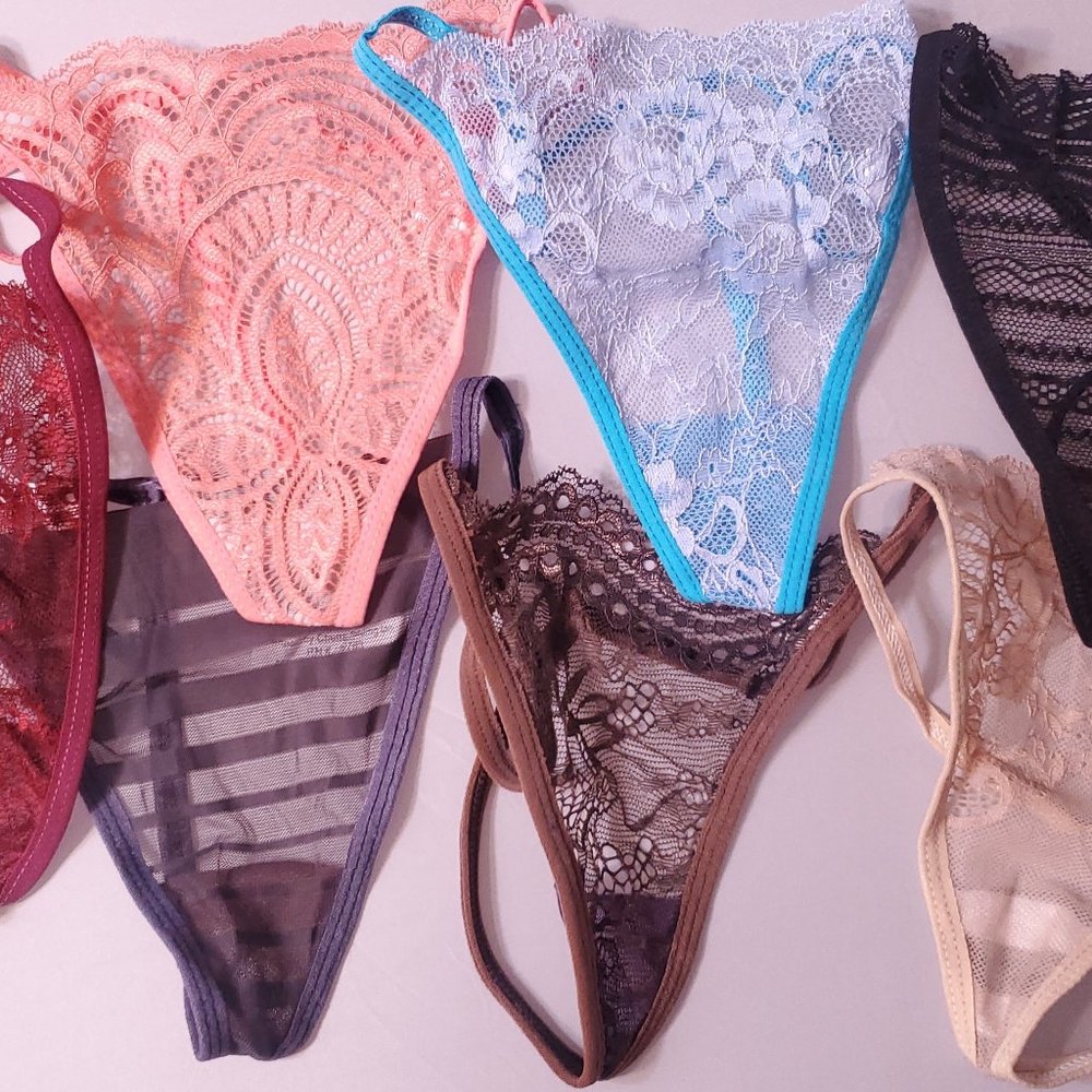7 Women’s G-String Lace Thongs Lot Mixed Colors